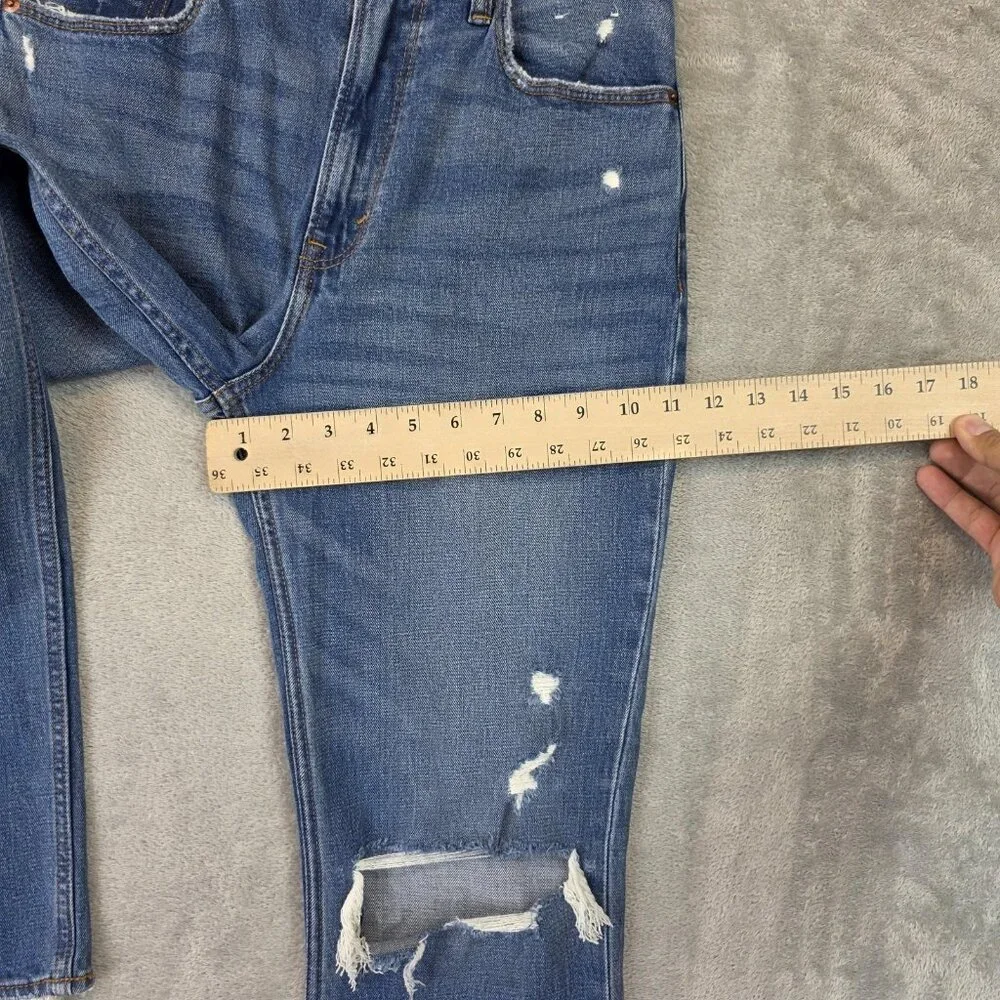 Abercrombie & Fitch Jeans Womens 28 Blue Ankle Straight High Rise Distressed - Picture 9 of 12